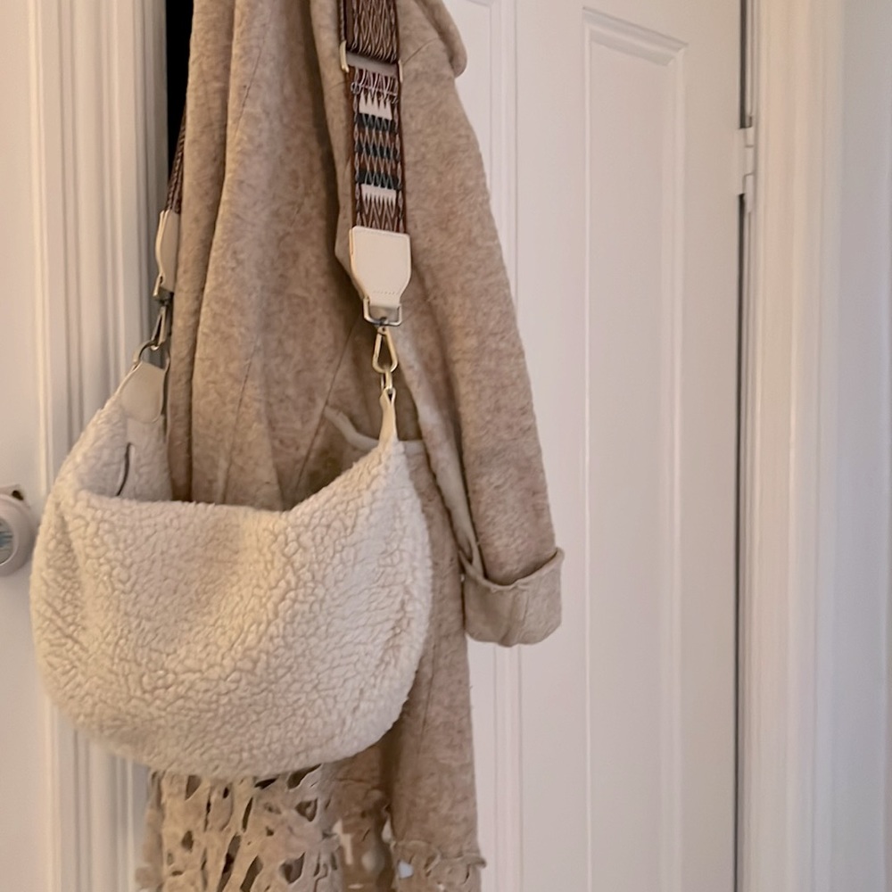 Faux shearling Luna slouch bag